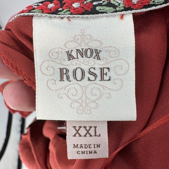 Knox Rose Eyelet Tank Dress W/Rust SZ XXL V-neck Flutter Sleeve Keyhole Neck Red - Picture 7 of 9